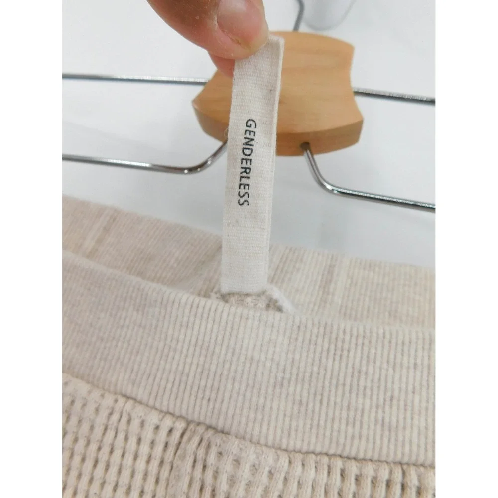 Visus Genderless Waffle Knit Joggers Oatmeal Beige Thermal‎ Sweatpants XS/S